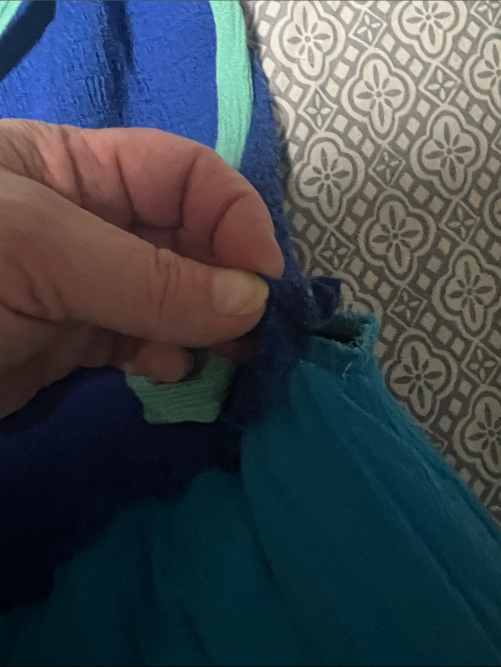 Blue and Teal Colorblock Summer Maxi Dressi - Picture 3 of 4